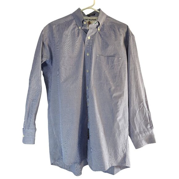Tommy Hilfiger Mens Shirt Button Down Blue Checked Size 16/33 - Picture 1 of 6